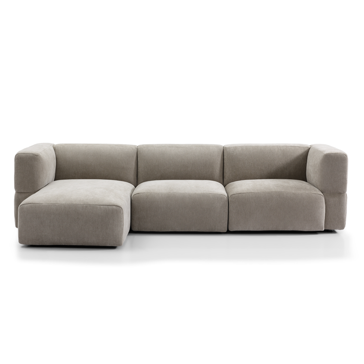 Ecksofa 3-Sitzer Karla Chenille taupe links