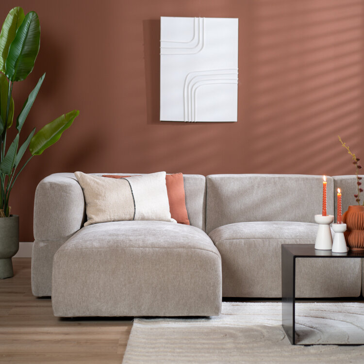 Ecksofa 3-Sitzer Karla Chenille taupe links