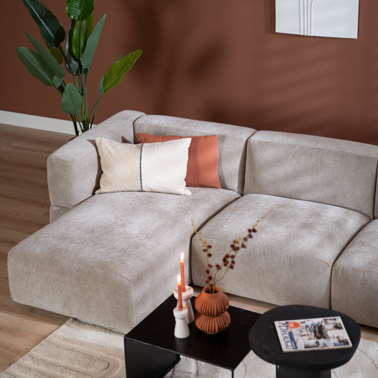 Ecksofa 3-Sitzer Karla Chenille taupe links