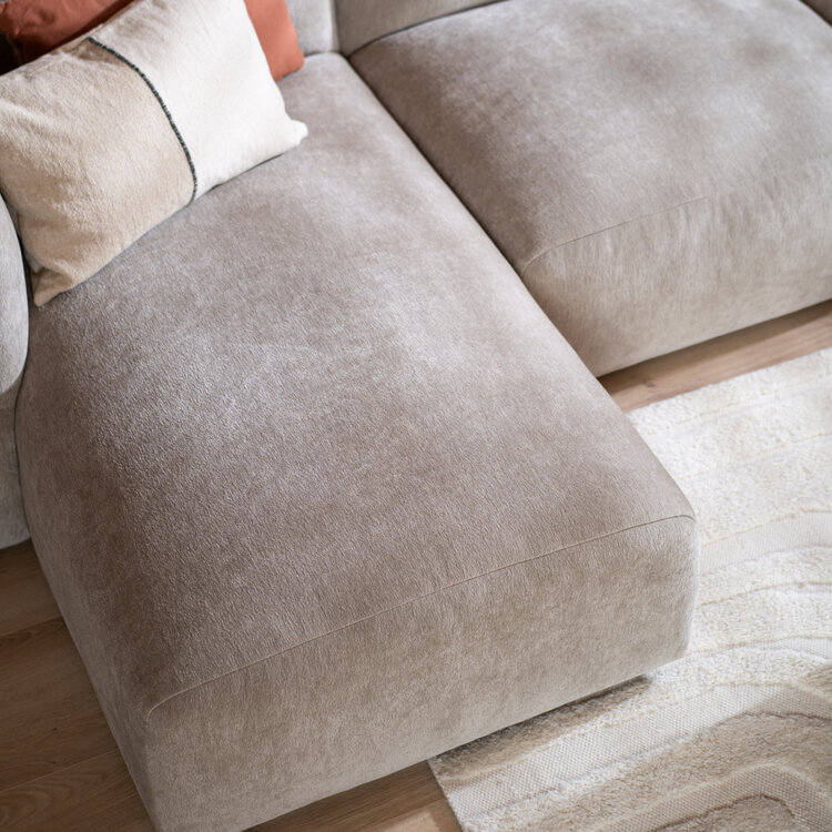 Ecksofa 3-Sitzer Karla Chenille taupe links