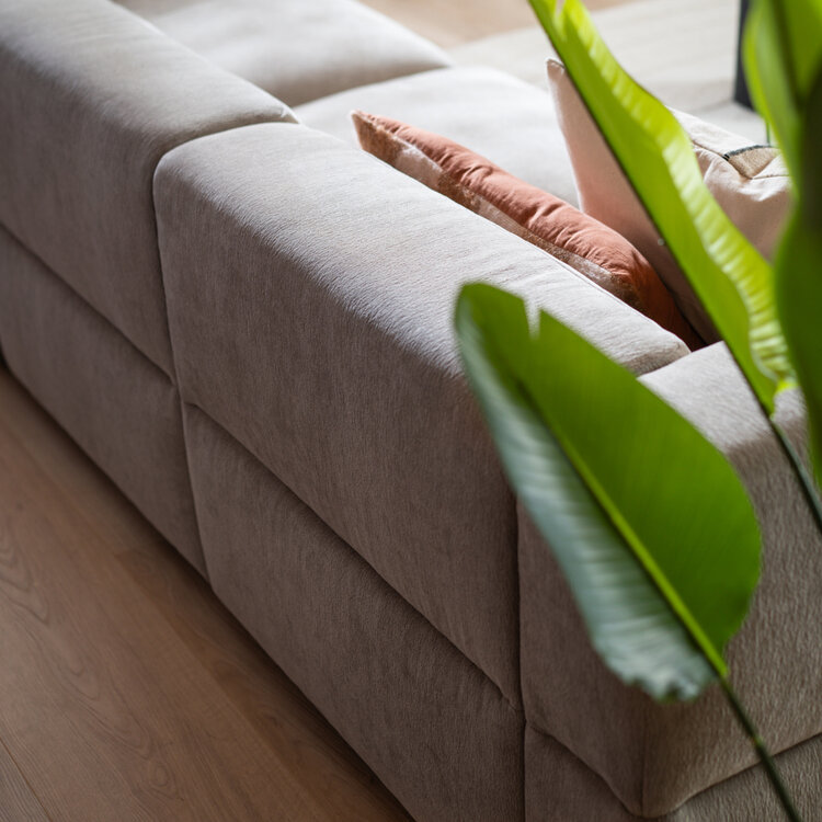 Ecksofa 3-Sitzer Karla Chenille taupe links