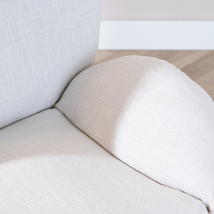 Sessel mit Hocker Isobel Leinen drehbar Off white