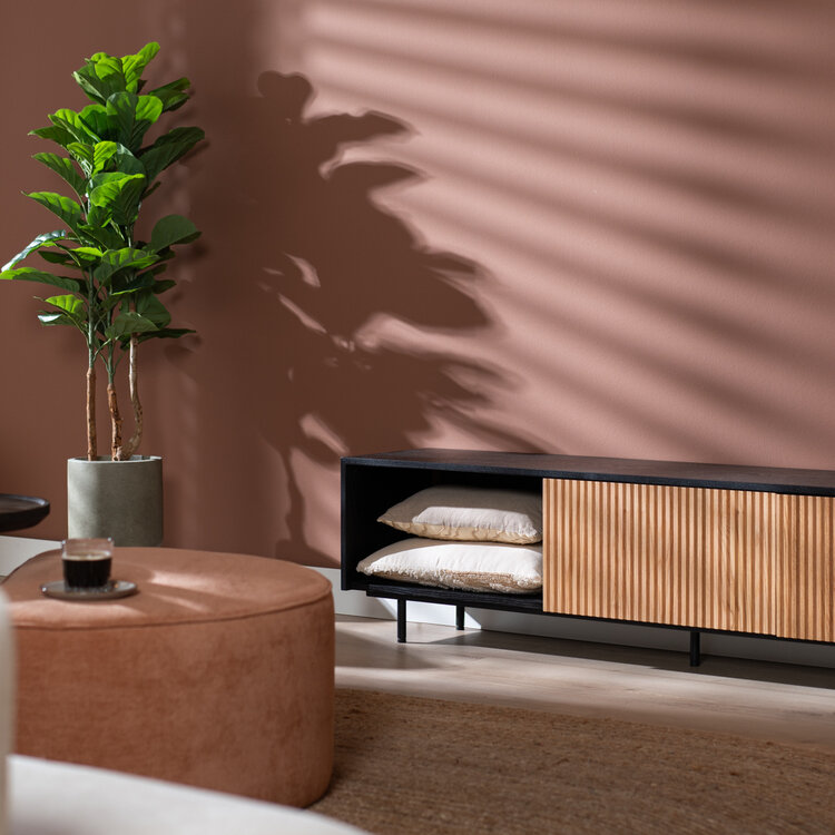 TV-Schrank Ray schwarz / Eiche hell 180 cm