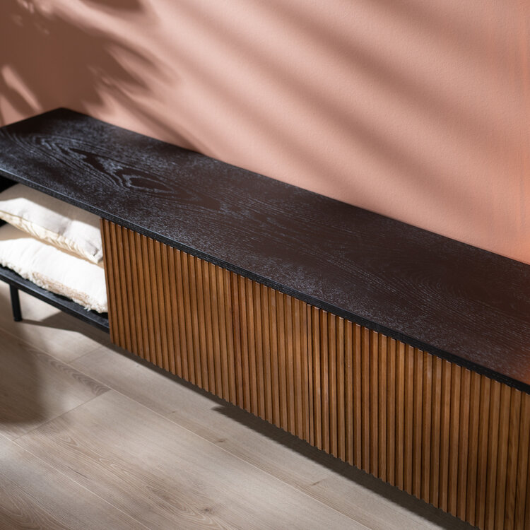 TV-Schrank Ray schwarz / Eiche dunkel 180 cm