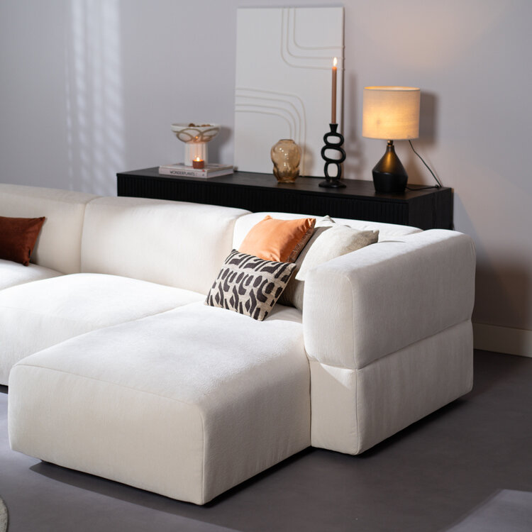 Ecksofa 3-Sitzer Karla Chenille off white rechts