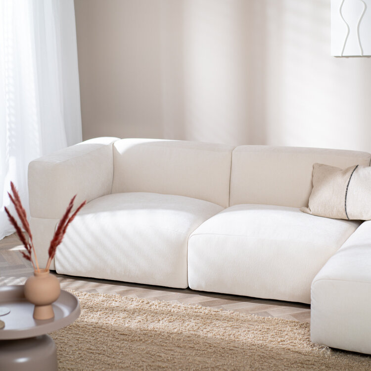 Ecksofa 3-Sitzer Karla Chenille off white rechts
