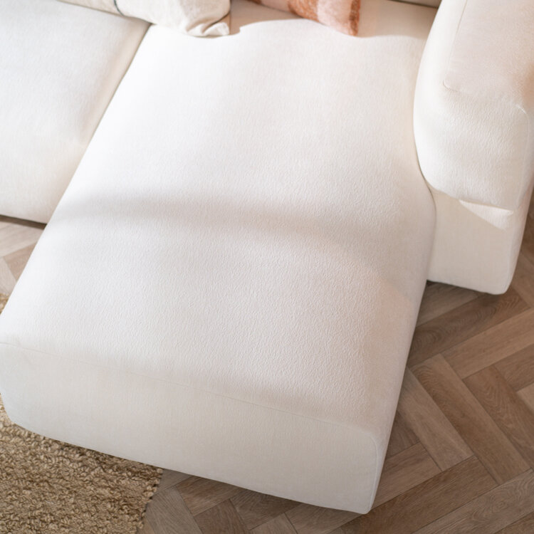 Ecksofa 3-Sitzer Karla Chenille off white rechts