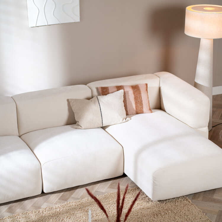 Ecksofa 3-Sitzer Karla Chenille off white rechts