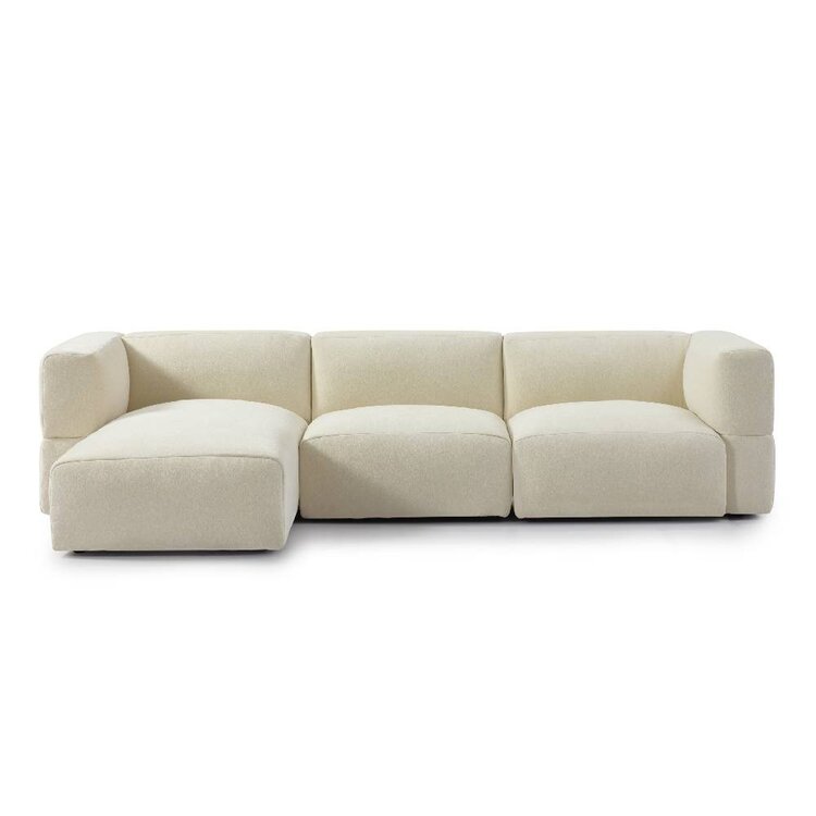 Ecksofa 3-Sitzer Karla Chenille off white links