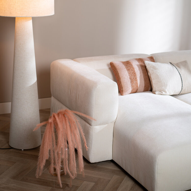 Ecksofa 3-Sitzer Karla Chenille off white links