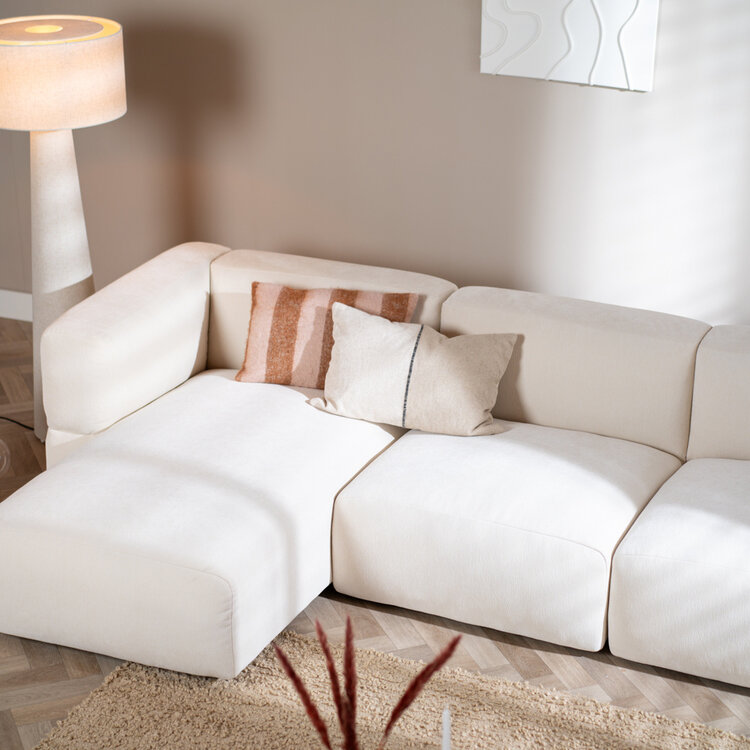 Ecksofa 3-Sitzer Karla Chenille off white links