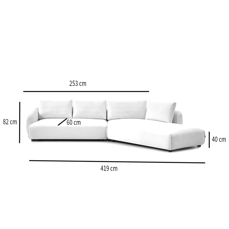 Ecksofa Isa Chenille off white rechts