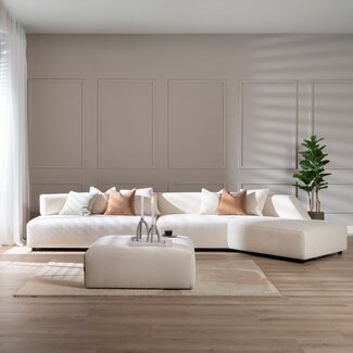 Ecksofa July Chenille off white rechts