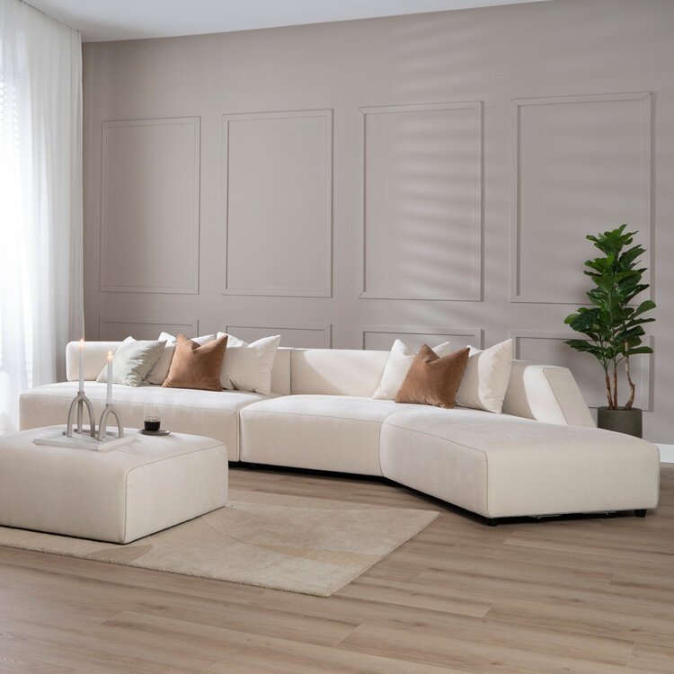 Ecksofa July Chenille off white rechts