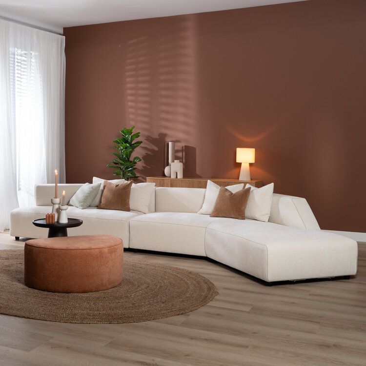 Ecksofa July Chenille off white rechts