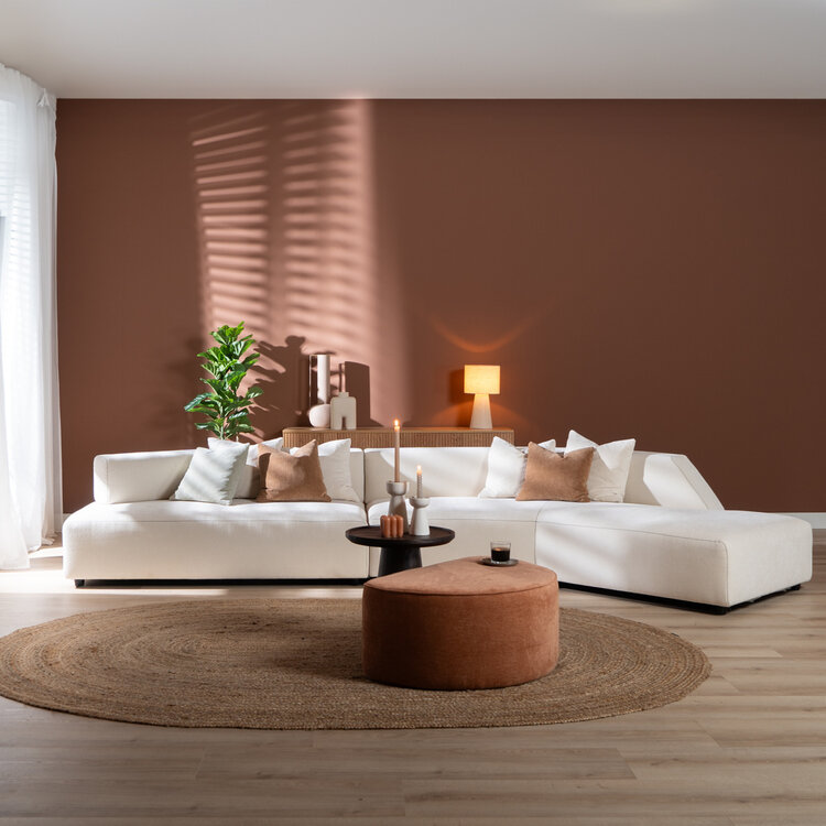 Ecksofa July Chenille off white rechts