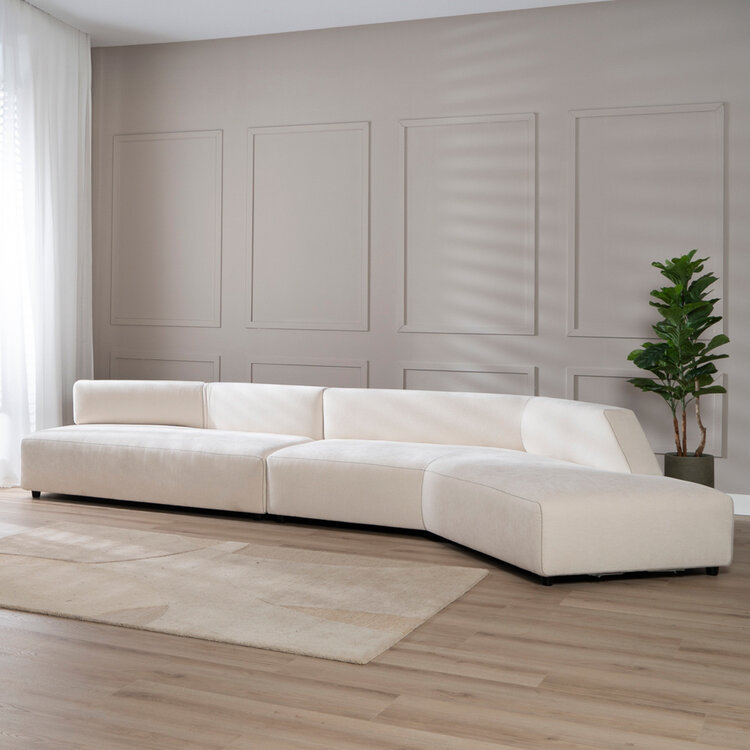 Ecksofa July Chenille off white rechts