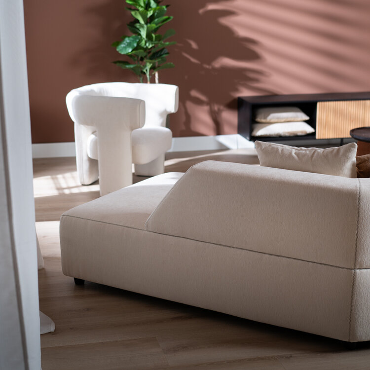 Ecksofa July Chenille off white rechts