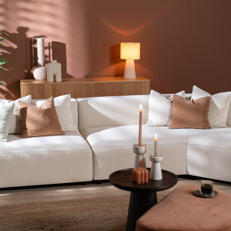 Ecksofa July Chenille off white rechts