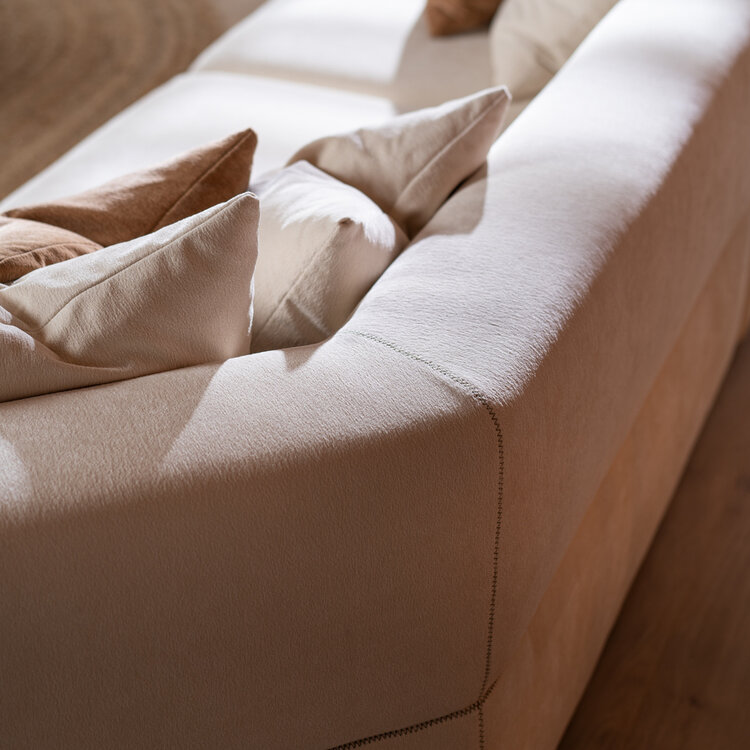 Ecksofa July Chenille off white rechts