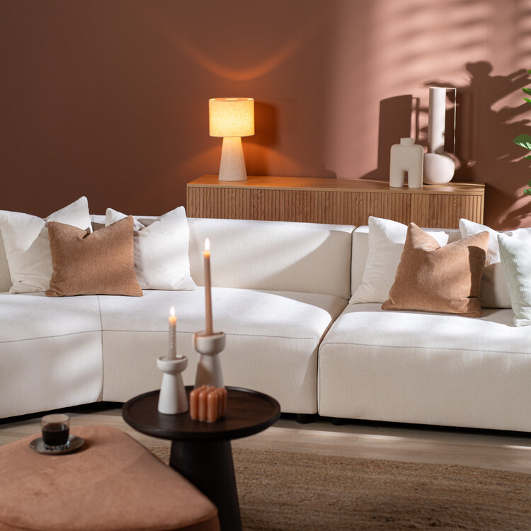 Ecksofa July Chenille off white links