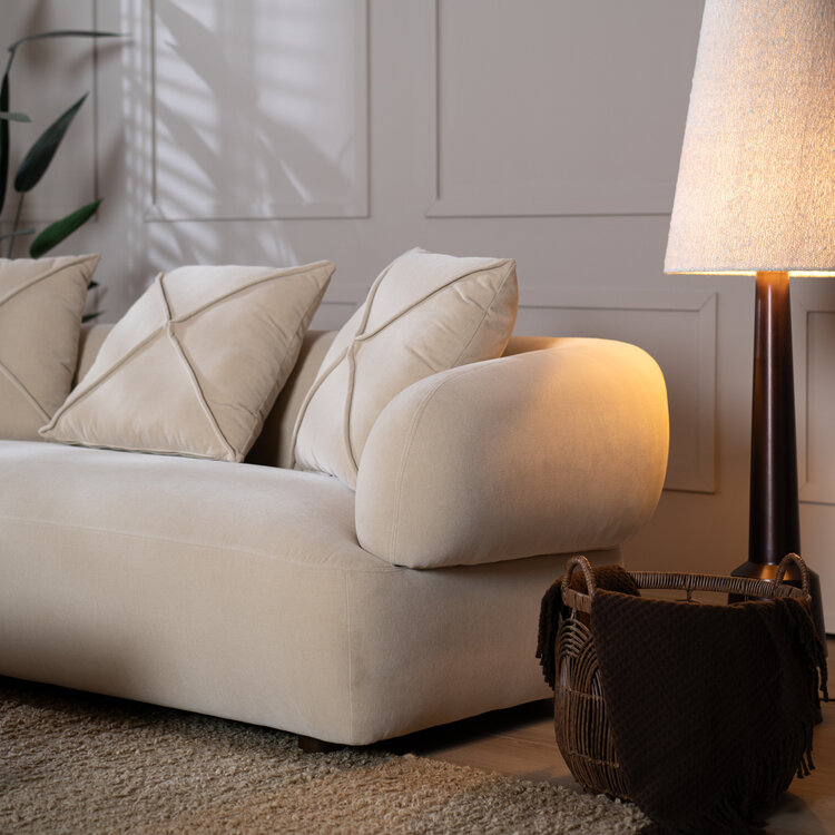 Samt Sofa Palermo 3-Sitzer beige