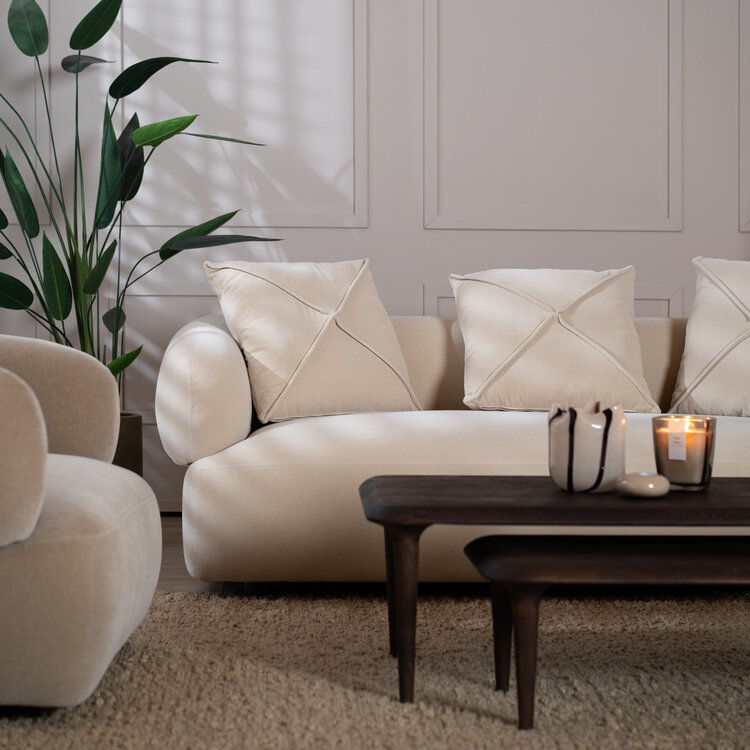 Samt Sofa Palermo 3-Sitzer beige