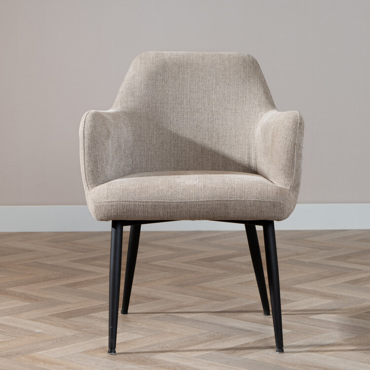 Esszimmerstuhl Lars recycelter Stoff mit Armlehne taupe