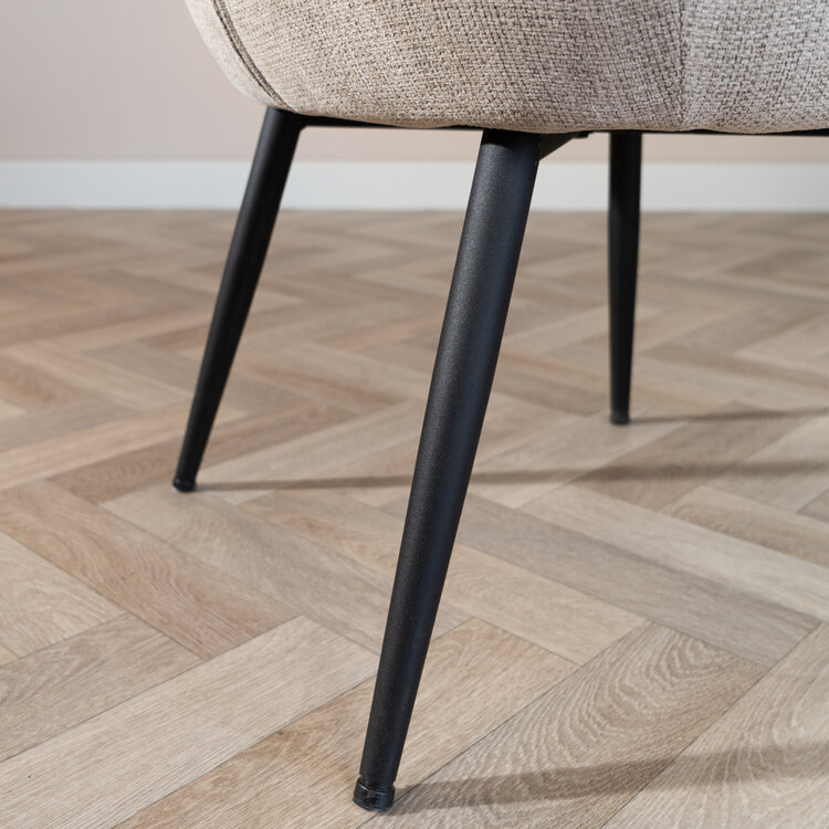 Esszimmerstuhl Lars recycelter Stoff mit Armlehne taupe