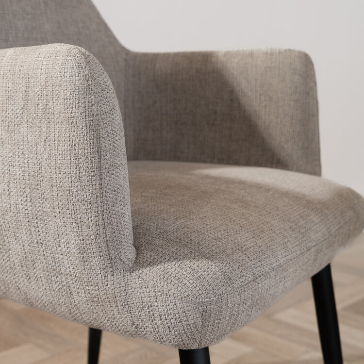 Esszimmerstuhl Lars recycelter Stoff mit Armlehne taupe