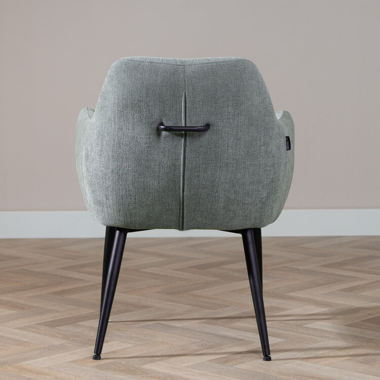 Esszimmerstuhl Lars recycelter Stoff mit Armlehne grün