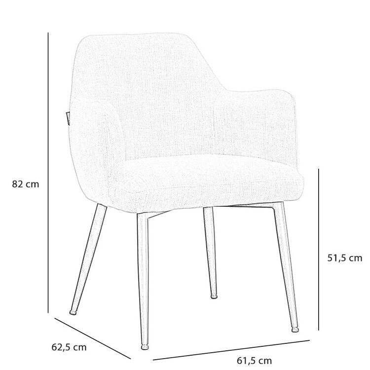 Esszimmerstuhl Lars recycelter Stoff mit Armlehne beige