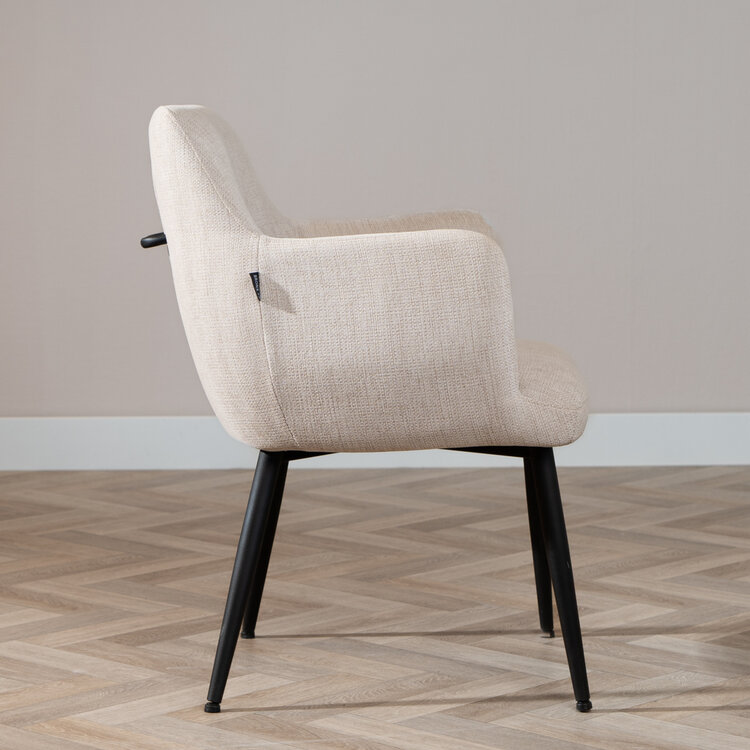 Esszimmerstuhl Lars recycelter Stoff mit Armlehne beige
