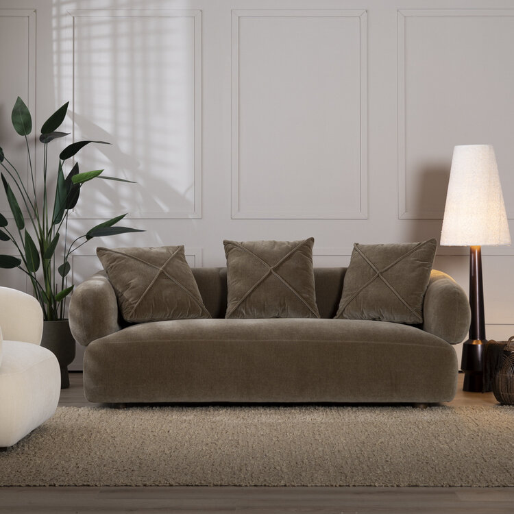 Samt Sofa Palermo 3-Sitzer braun