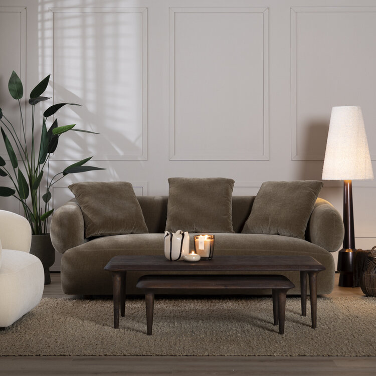 Samt Sofa Palermo 3-Sitzer braun