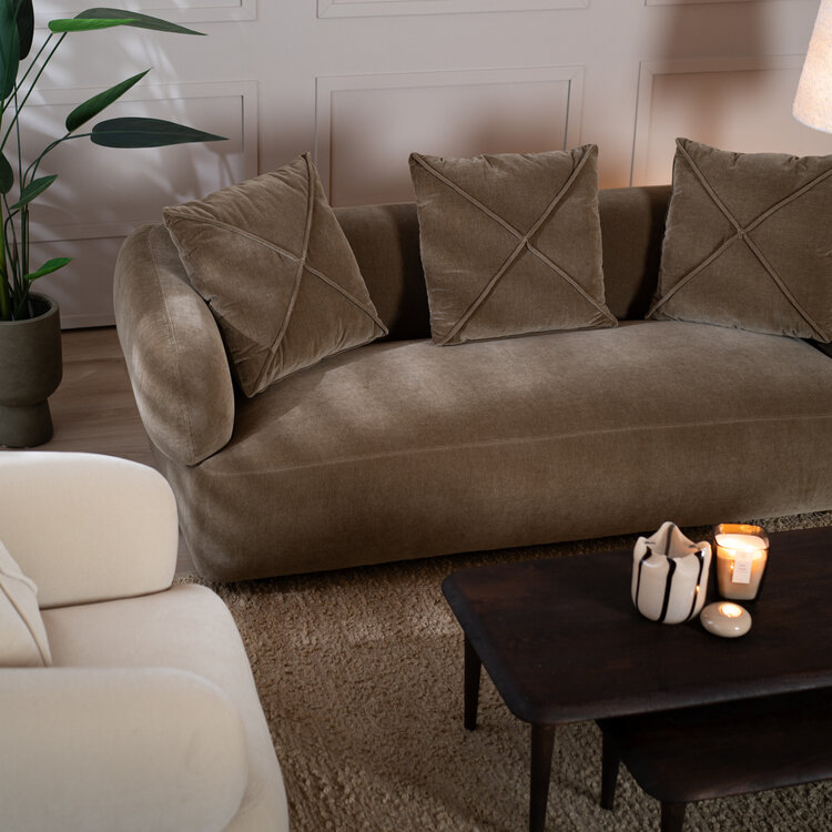 Samt Sofa Palermo 3-Sitzer braun