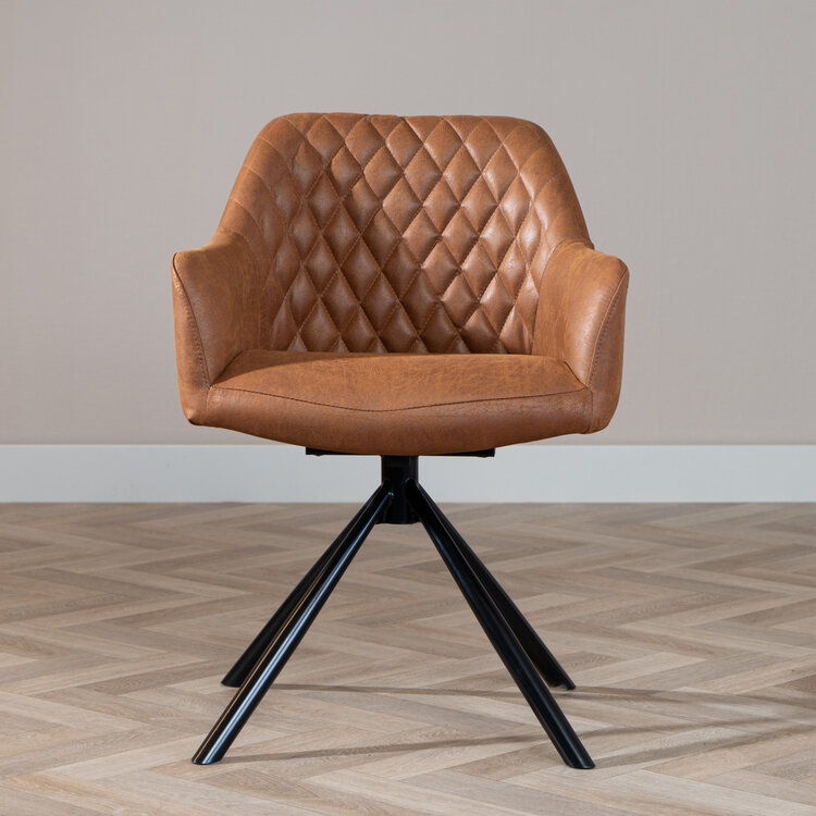 Esszimmerstuhl Leder Dex  180° drehbar Cognac