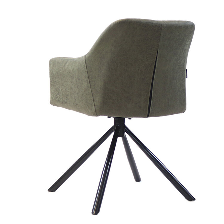 Esszimmerstuhl Leder Dex 180° drehbar Olivgrün