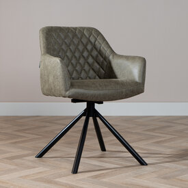 Esszimmerstuhl Leder Dex 180° drehbar Olivgrün