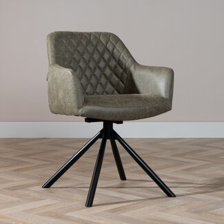 Esszimmerstuhl Leder Dex 180° drehbar Olivgrün