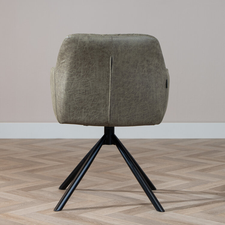 Esszimmerstuhl Leder Dex 180° drehbar Olivgrün