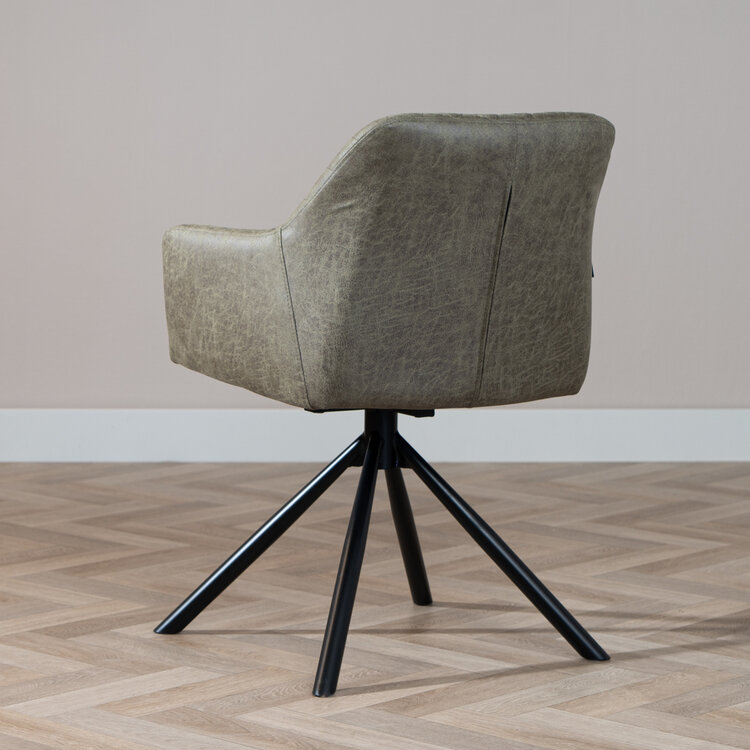 Esszimmerstuhl Leder Dex 180° drehbar Olivgrün