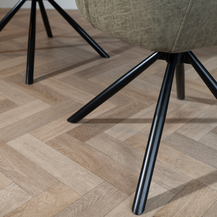 Esszimmerstuhl Leder Dex 180° drehbar Olivgrün