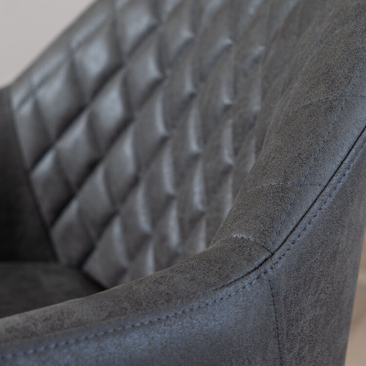 Esszimmerstuhl Leder Levi mit Rollen Anthrazit