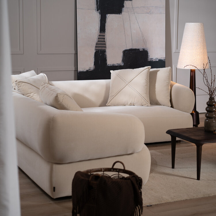 Ecksofa Palermo Samt beige links