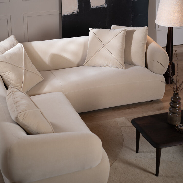 Ecksofa Palermo Samt beige links