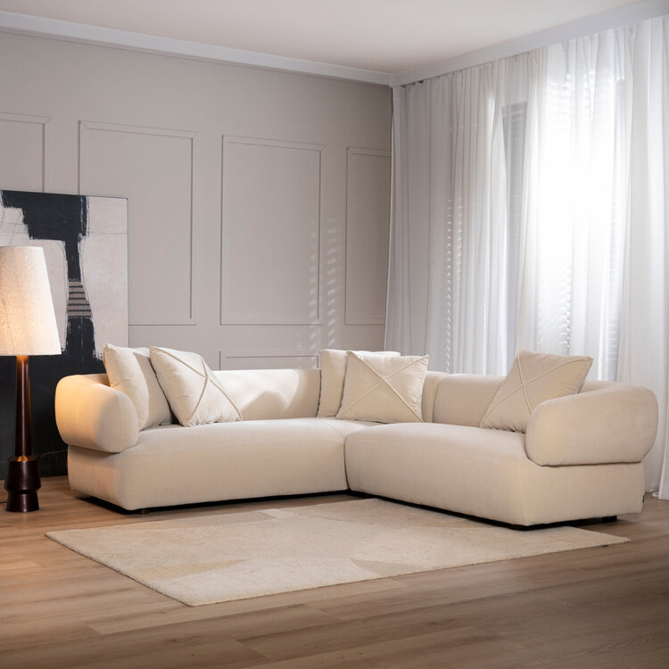 Ecksofa Palermo Samt beige rechts