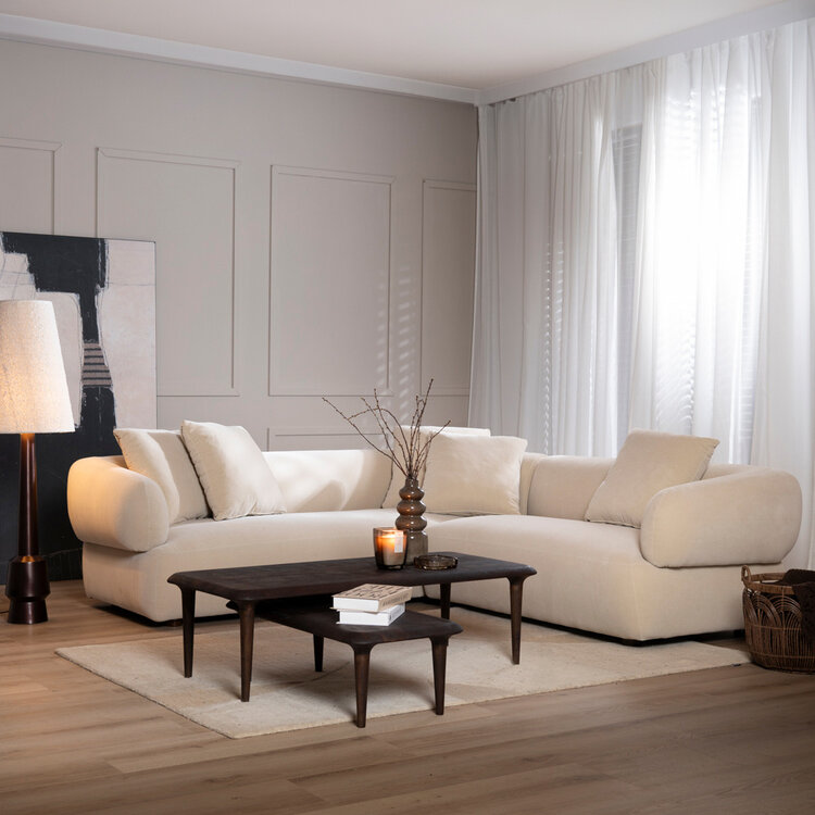 Ecksofa Palermo Samt beige rechts