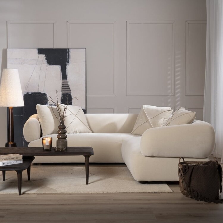 Ecksofa Palermo Samt beige rechts