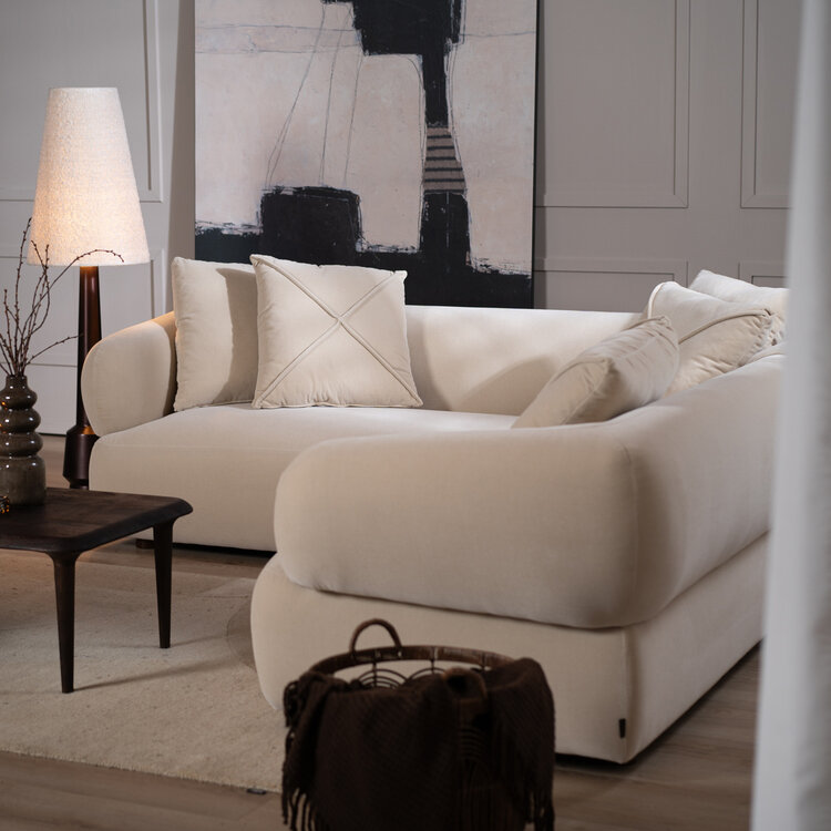 Ecksofa Palermo Samt beige rechts